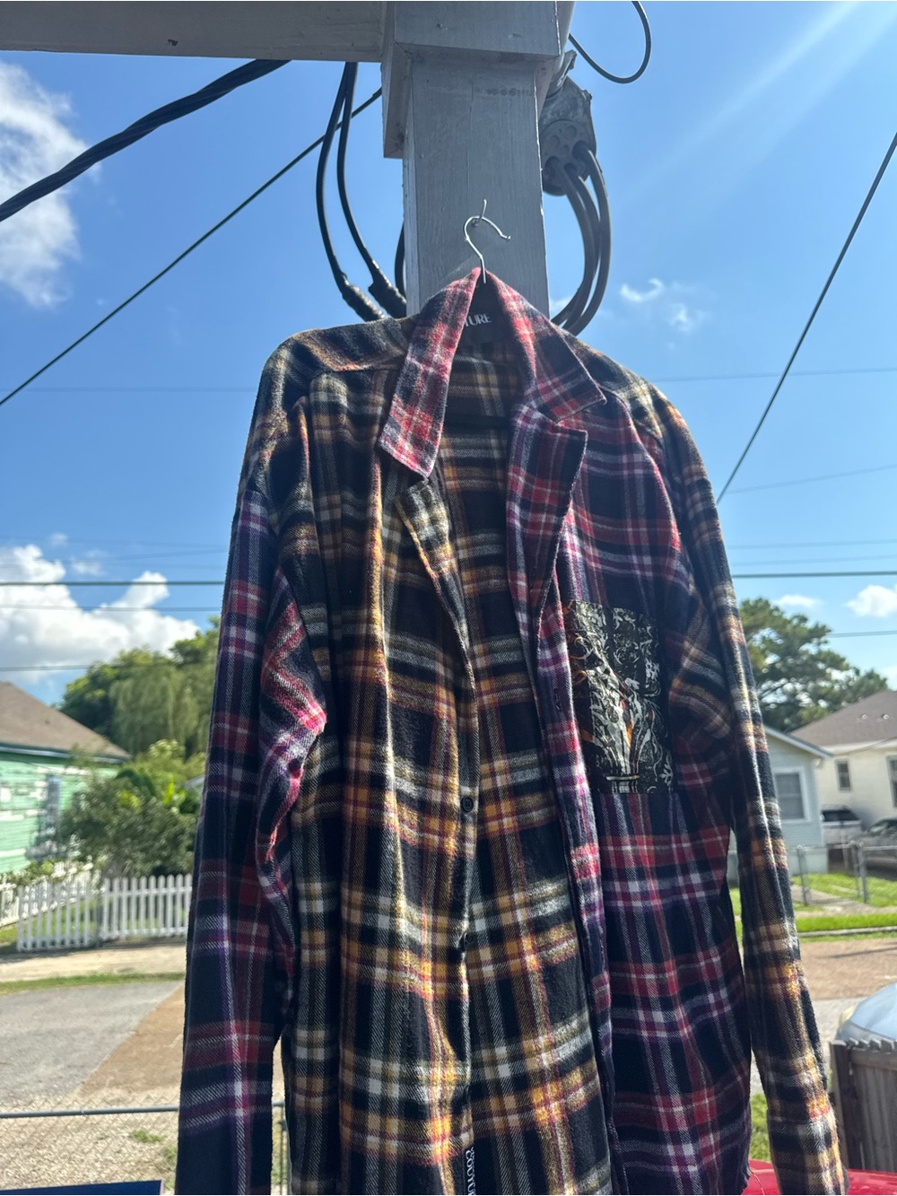 Versace couture jeans Plaid Patchwork Flannel Shirt Jacket - Multi Color